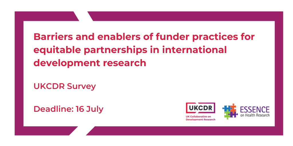 Survey: Barriers and enablers of funder practices for equitable partnerships in international development research (Français/Español/Português)